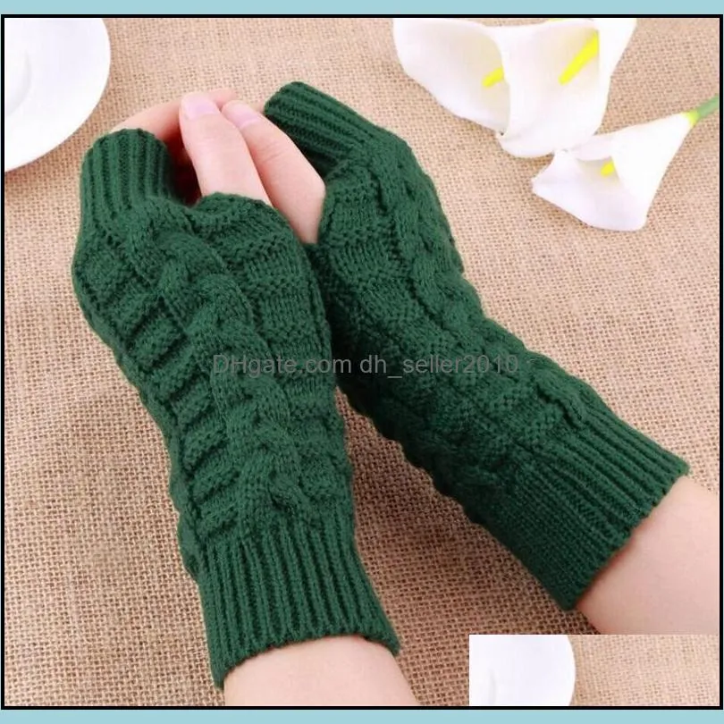 Wrist Expose Fingers Glove Jacquard Solid Color Jacquard Keep Warm Fingerless Mitt Lover Winter Outdoor Anti Cold Half Finger Mitts 3 5xq