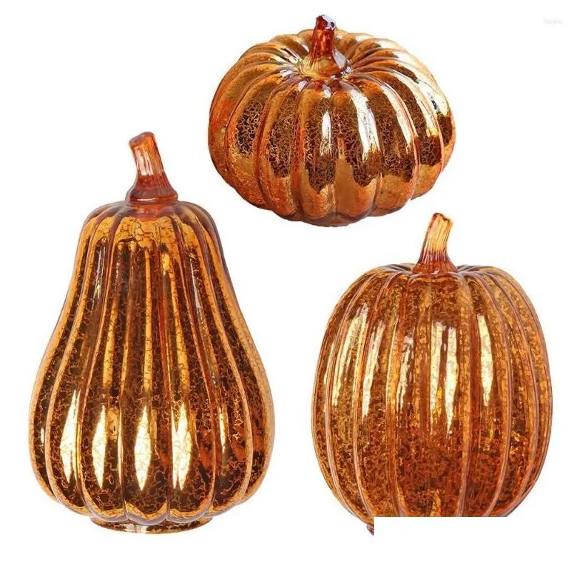 party decoration glass pumpkin light led glowing delicate halloween decorative lamp supplies for thanksgiving fall decorations