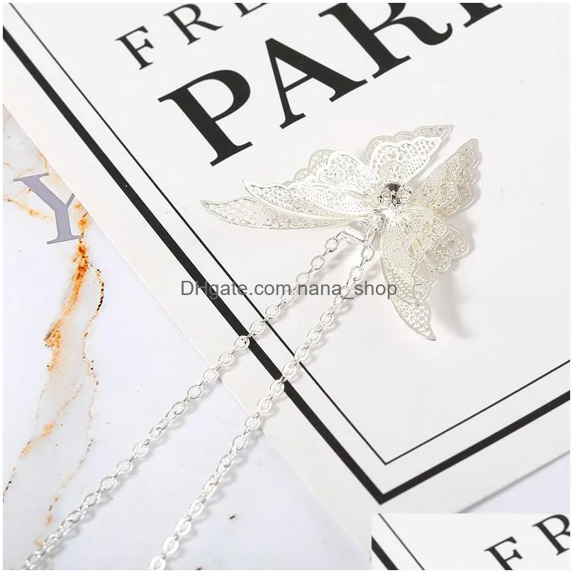 925 Sterling Silver Pendant Necklace American European 3D Butterfuly Necklace Girls Jewelry Wholesale