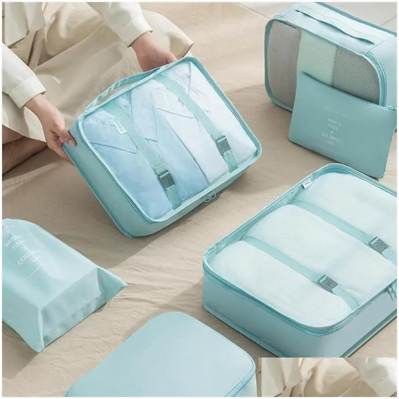 storage bags 6pcs travel bag organizer clothes luggage blanket shoes organizers suitcase traveling pouch packing cubes
