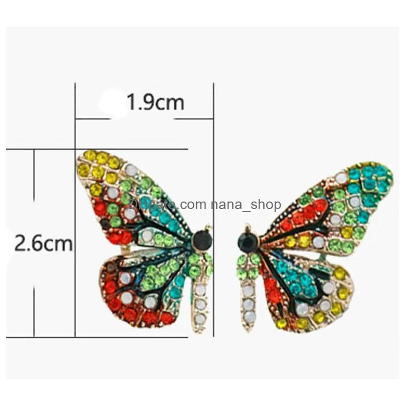 New Fashion Butterfly Wings Stud Earrings Female Rhinestone Wild Personality Metal Earrings Sweet Romantic Jewelry