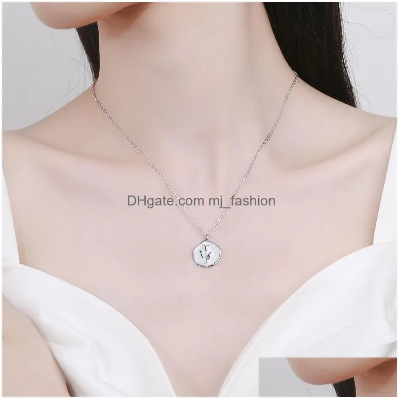 Floral Collection 100% 925 Sterling Silver Flower Pendant Necklace Women Jewelry Gift for Girlfriend