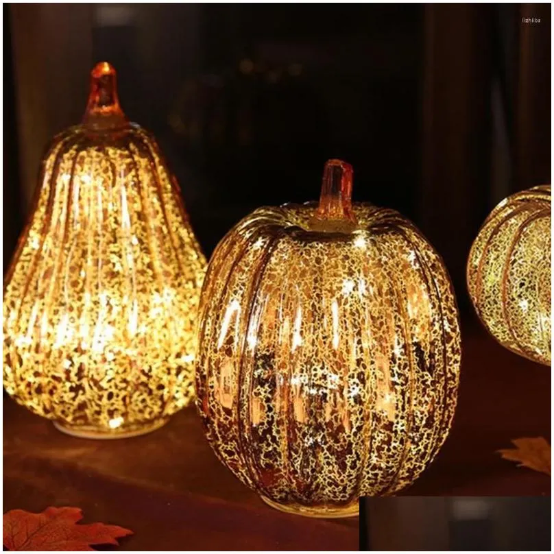 party decoration glass pumpkin light led glowing delicate halloween decorative lamp supplies for thanksgiving fall decorations