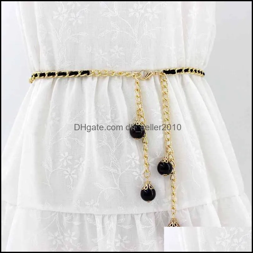 Retro Chain Belts Women Waistbands All Match Multilayer Long Tassel Party Jewelry Dress Waist Chain Belts Pearl417 T2