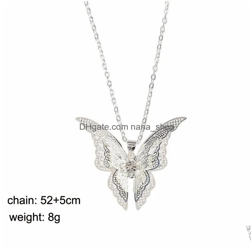 925 Sterling Silver Pendant Necklace American European 3D Butterfuly Necklace Girls Jewelry Wholesale