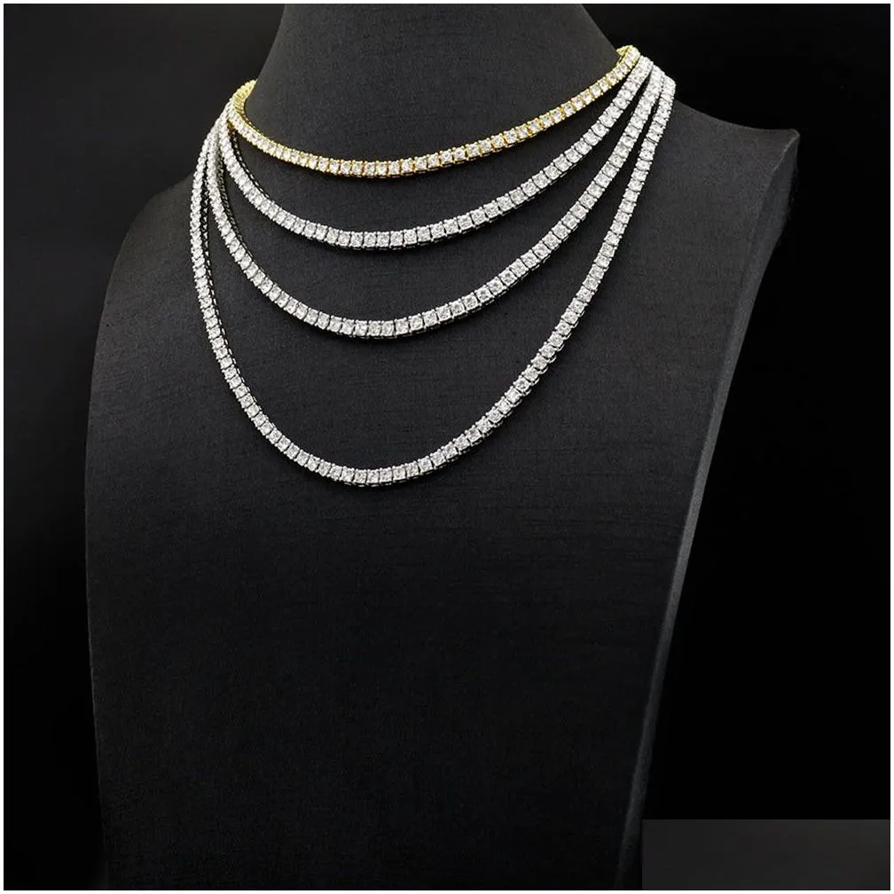 necklace for men 1 row 3/4/5mm width stock iced out moissanite chain silver gold plated luxury jewelry designer for women hip hop mens tennis chains