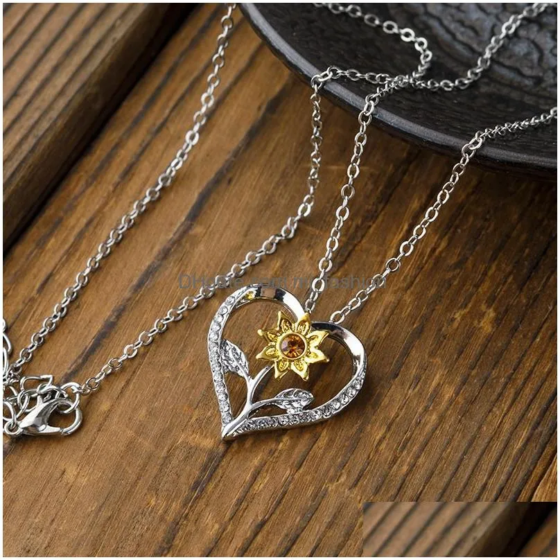 Personalized You Are My Sunshine Silver Gold Sunflower Pendant Necklaces Womens Best Friends Bitches Valentine Necklace