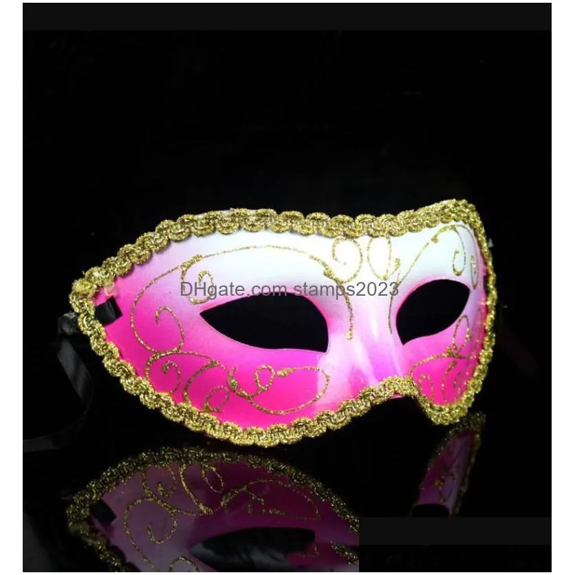 halloween mask party men women gold brime half face masks christmas masquerade ball bauta eyemask simple design