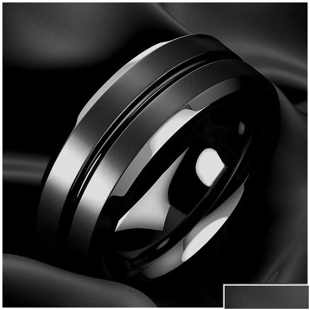 band rings exquisite 8mm mens jewelry tungsten carbide ring black groove matte stainless steel wedding engagement party anniversary