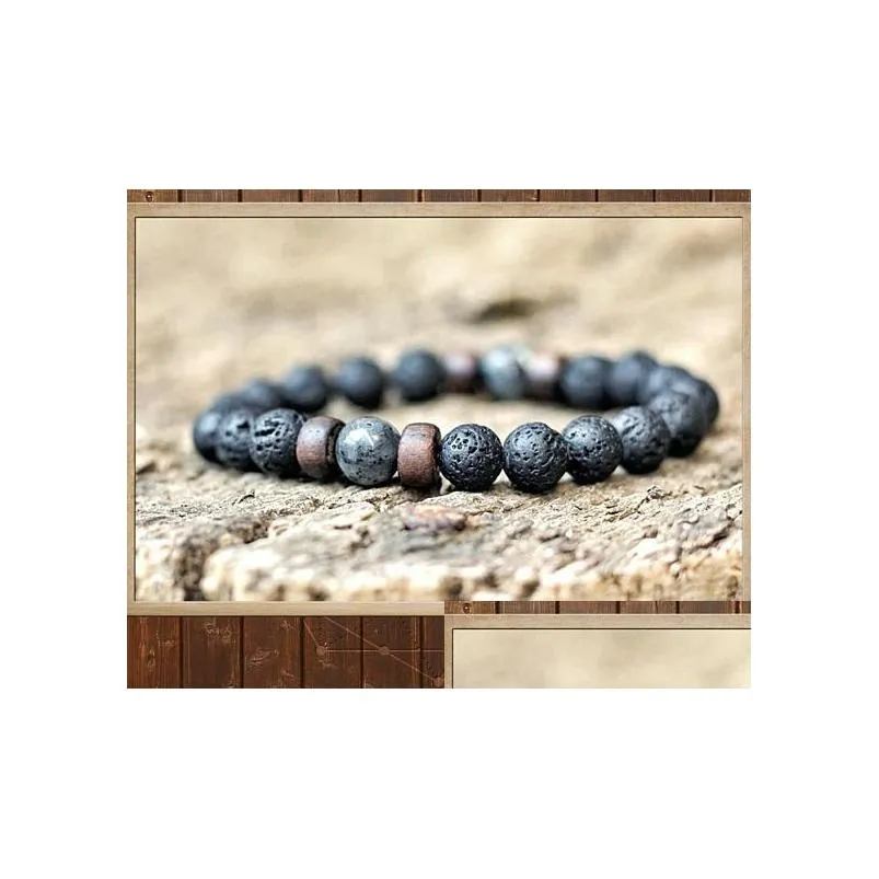 mens lava rock essential oil diffuser bracelets for women natural stone magnetic wooden beads charm bracelets diy fashion jewelry in