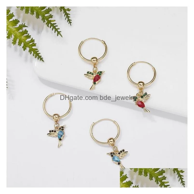 fashion little bird drop long hanging earrings for women elegant girl animal hoop earring necklace jewelry personality gift