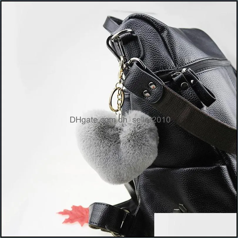 Fashion Heart Shape Imitation Rabbit Fur Ball Key Chain Ball Mobile Phone Keychain Car Women Bag Pendant Keychain