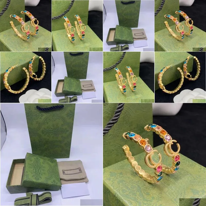 2022 New Color Diamond Hoop Huggie earrings aretes orecchini Fashion personality large circle earrings women`s wedding party designer