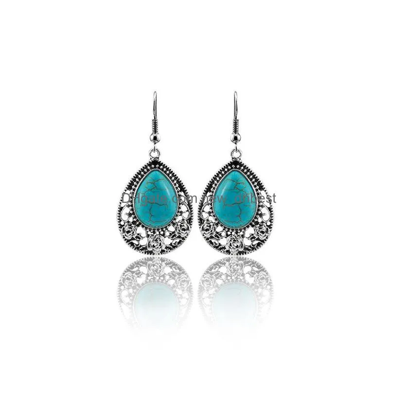 32 Styles Hot Selling Bohemia Jewelry Earrings Retro Statement Turquoise Drop Dangle Earrings Gifts for Women Girls