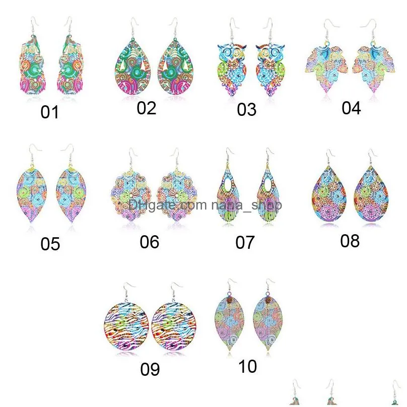 European American Fashion Multicolor Drop Earrings Metal Color Hollow Traditional Style Earring For Women Jewelry Gift