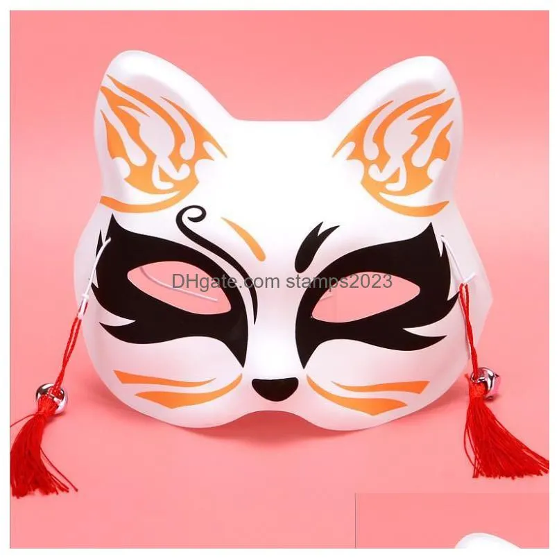 halloween party mask japanese style fox cat tiger cosplay cherry blossoms half face masks masquerade christmas decorations