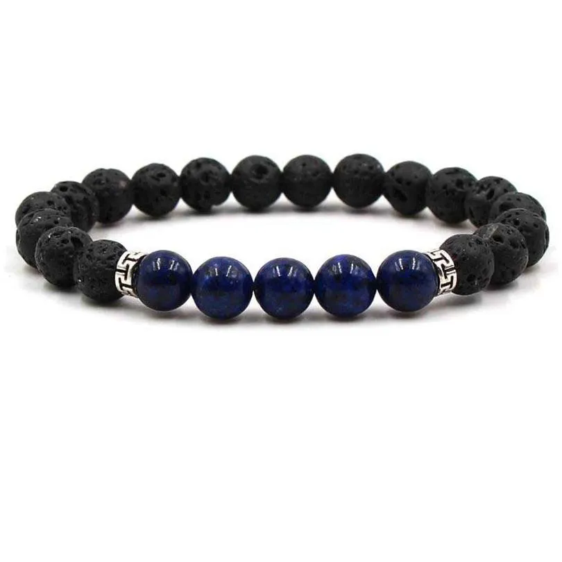  chakra lava rock beaded bracelets for men women natural healing crystal balance stone tiger eye beads string chains bangle yoga