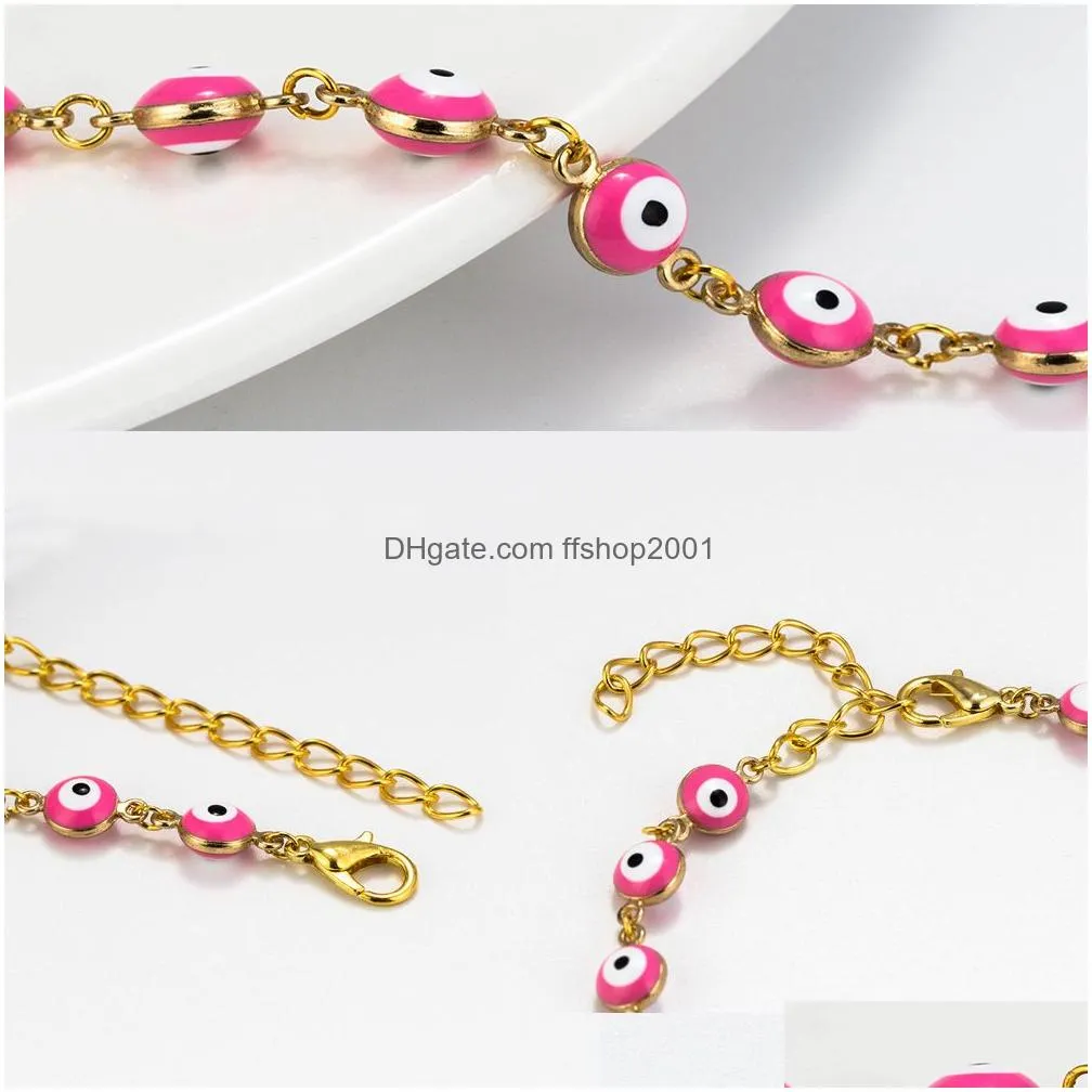 classic evil eye link chain bracelets women girls personality turkish green blue eyes gold color bracelet jewelry wholesale