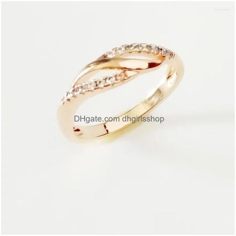 wedding rings fashion ladies 585 gold color jewelry white cubic zirconia designs for women