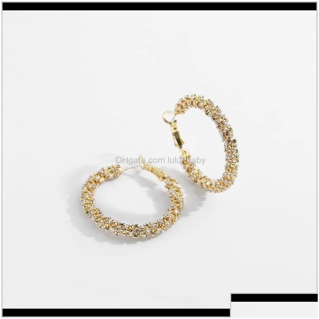 Fashion Ins Trendy Designer Circular Hoop Copper Diamond Zirconia Earrings For Women Girls Geometric Clip On 6Qesh 8L4Ao