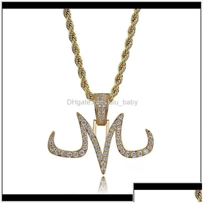 Iced Out Chains Diamond Designer Necklace Mens Gold Chain Pendants Hip Hop Jewelry Rapper Hiphop Accessories Fashion Letter M F1Uwf Ne