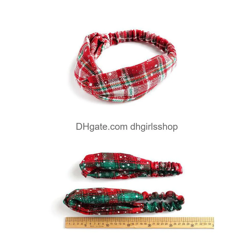 fashion christmas adult kids headbands mother baby turban mom daughter bow knotted hairband plaid print hair accessories ornament