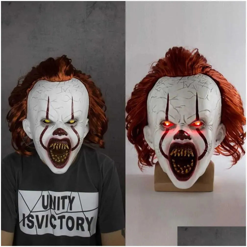 new led horror pennywise joker scary mask cosplay stephen king chapter two clown latex masks helmet halloween party props