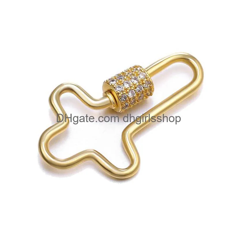 riversr cz micro pave screw clasps white pink yellow gun black cross copper zircon pendant connectors diy jewelry findings wholesale