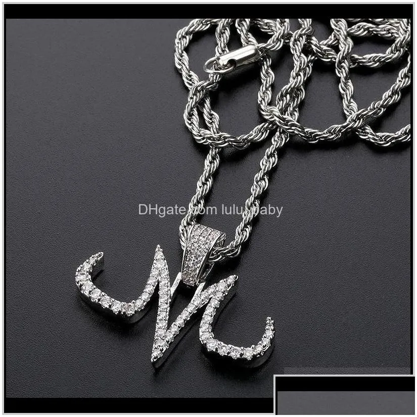 Iced Out Chains Diamond Designer Necklace Mens Gold Chain Pendants Hip Hop Jewelry Rapper Hiphop Accessories Fashion Letter M F1Uwf Ne