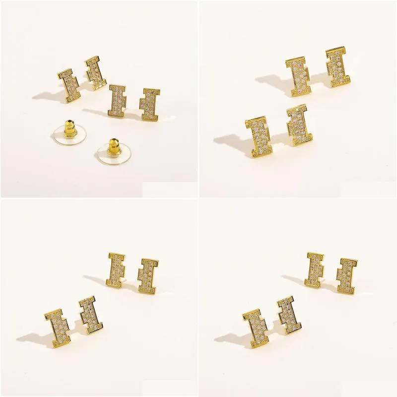fashion 18k gold stud earrings brand women diamond earrings designer jewelry 2023 design for women earrings stainless steel family gift jewelry