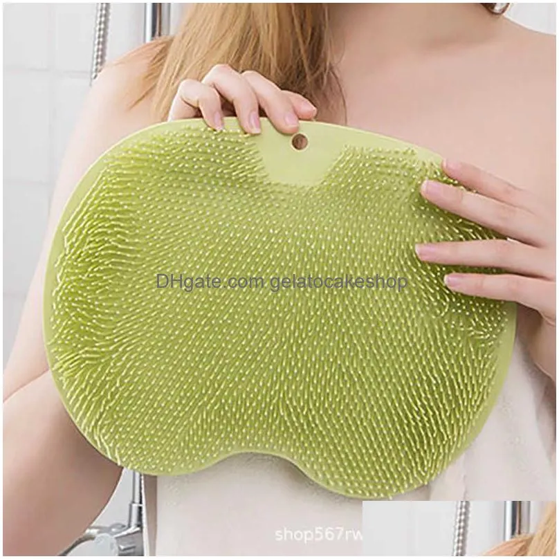  exfoliating shower massage scraper bathroom non-slip bath mat back massage brush silicone foot wash body cleaning bathing tool