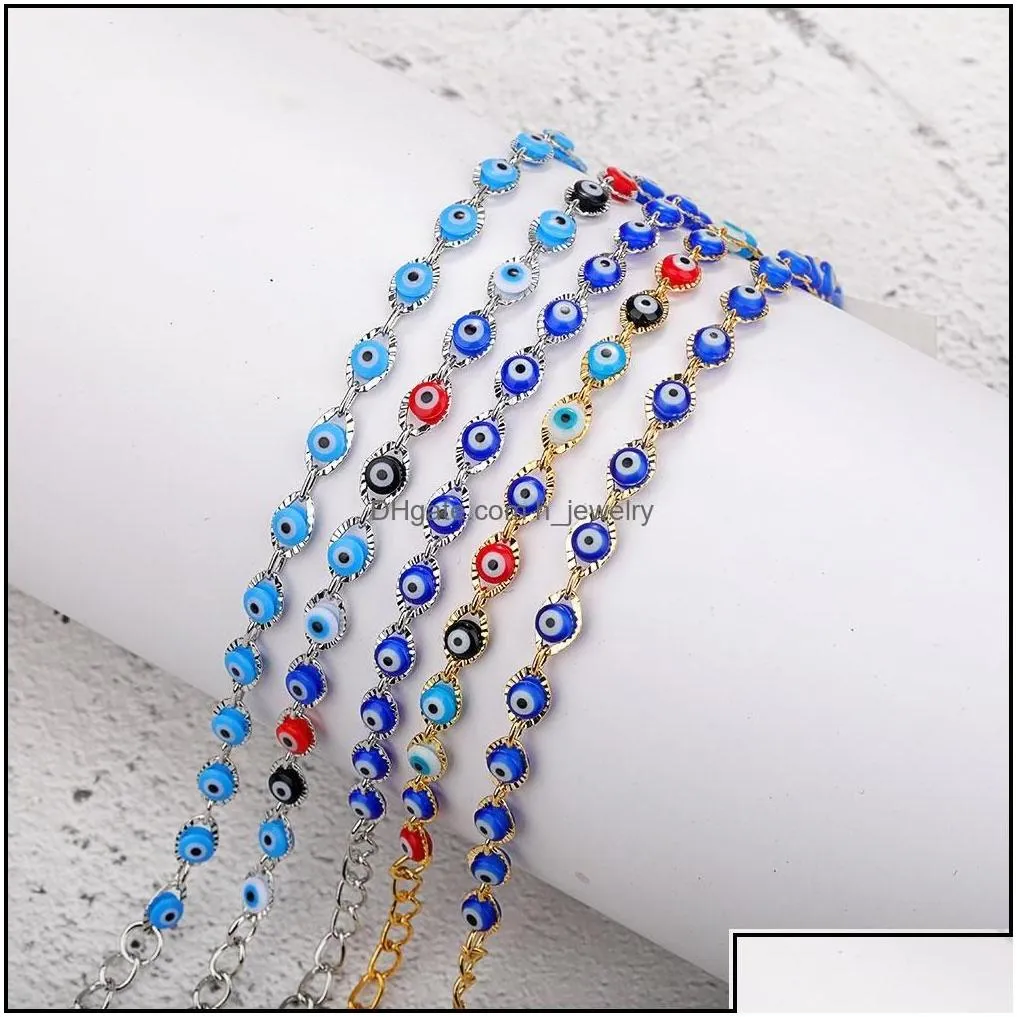 Charm Bracelets Crystal Bead Bracelet Bangles Enamel Gold Evil Blue Eye For Women Lucky Turkish Eyes Jewelry Gifts Drop Delivery Otayz