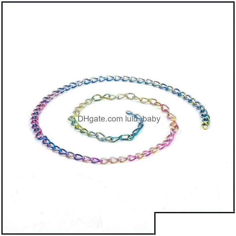 Chains Necklaces & Pendants Jewelry 2 Meter 2.5Mm Rainbow Necklace Bracelet Diy Extended Extension Chain Mticolor Extender Tail For Making