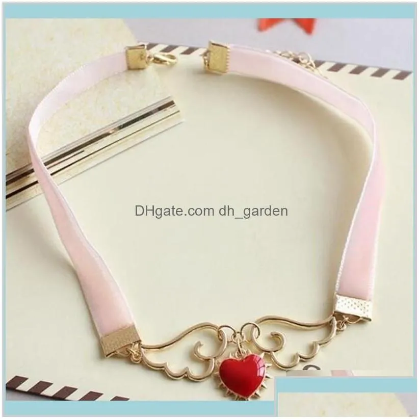 Pendant Necklaces Fashion Pink Ribbon Jewelry Accessories Metal Enamel Angel Wing Star Heart Card Captor Sakura Zutyy Injcv