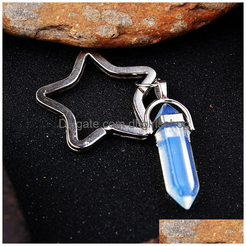 fashion jewelry accessories women natural stone key rings colorful keychains rings for bag