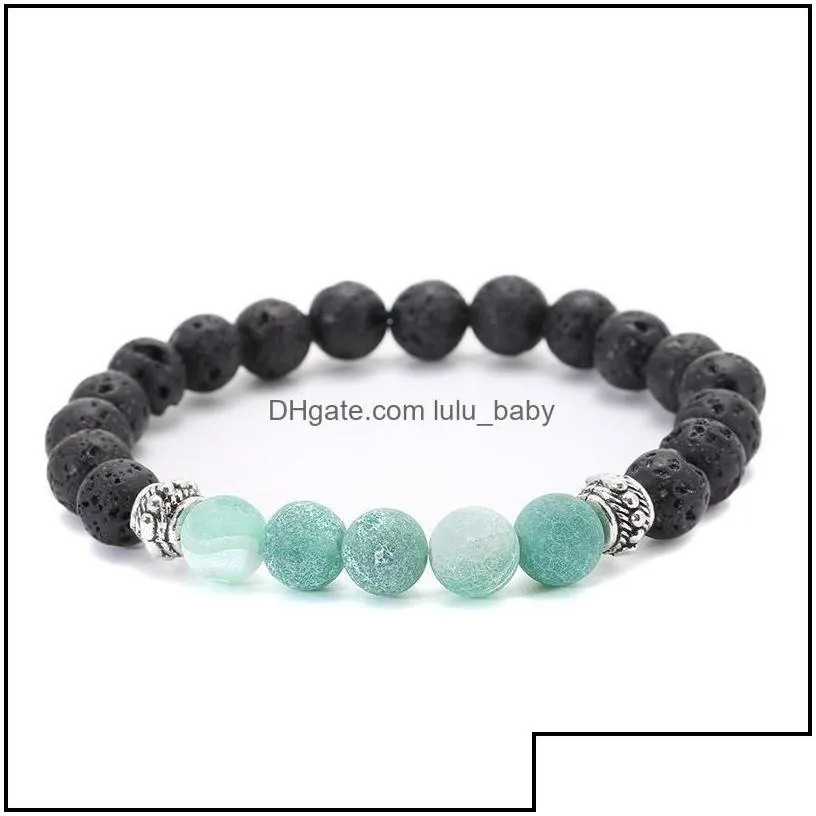 Charm Bracelets Jewelry Weathers Agate Black Lava Stone Bracelet Essential Oil Per Diffuser For Women Men Yoga Drop Delivery 2021