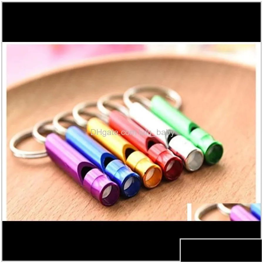 Keychains Fashion Aessoriesmix Colors Mini Aluminum Alloy Whistle Keyring For Outdoor Emergency Survival Safety Keychain Sport Camping