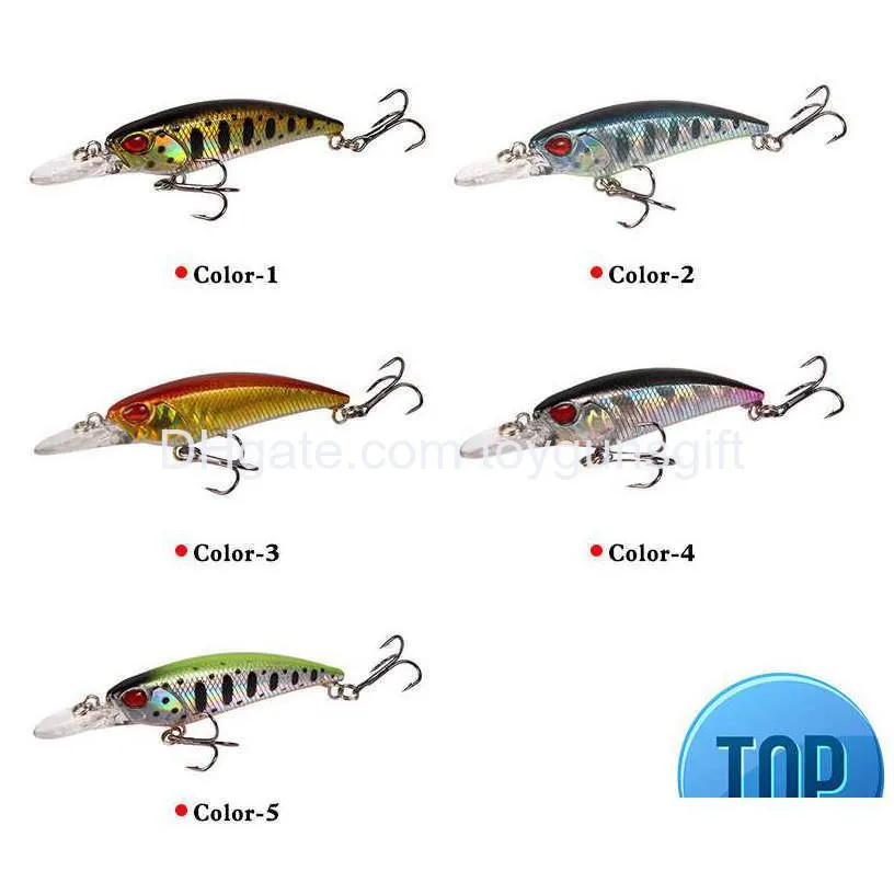 1 pcs minnow fishing lure 75mm 5g 3d eyes crankfish bait wobbler artificial plastic hard bait fishing tackle