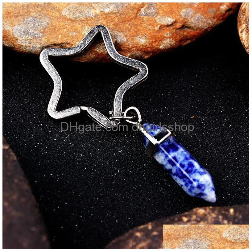 fashion jewelry accessories women natural stone key rings colorful keychains rings for bag