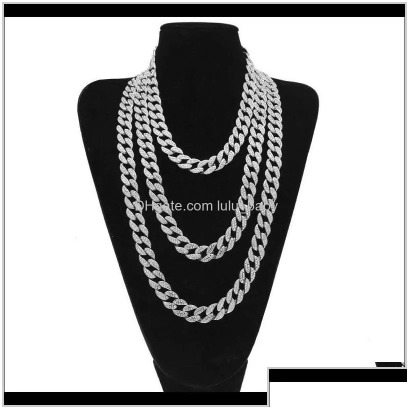 Pendant Pendants Jewelry Drop Delivery 2021 Karopel Iced Out Bling Rhinestone Gold Sier  Cuban Link Chain Necklaces Diamond Mens Hip