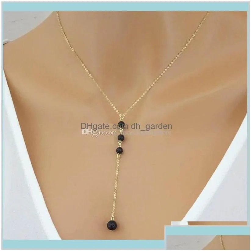 Mixed Styles Silver Gold Plated Lava Stone Aromatherapy Essential Oil Diffuser For Women Jewelry Gpkdo Pendant Necklaces Aj0A9