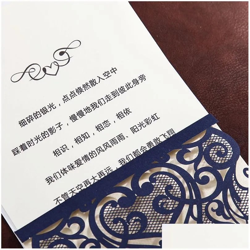 Wedding Invitations Red Blue Beige Wedding invitations CARDS custom European style invitation Letter iron