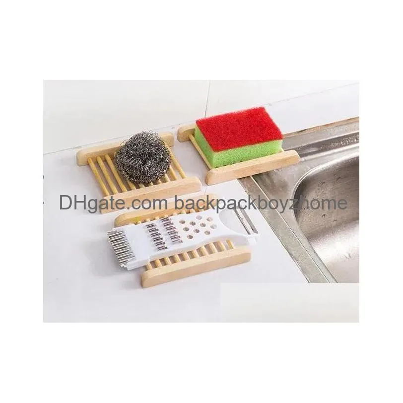 natural bamboo trays wooden soap dish wooden soap tray holder rack plate box container for bath shower bathroom wholesale