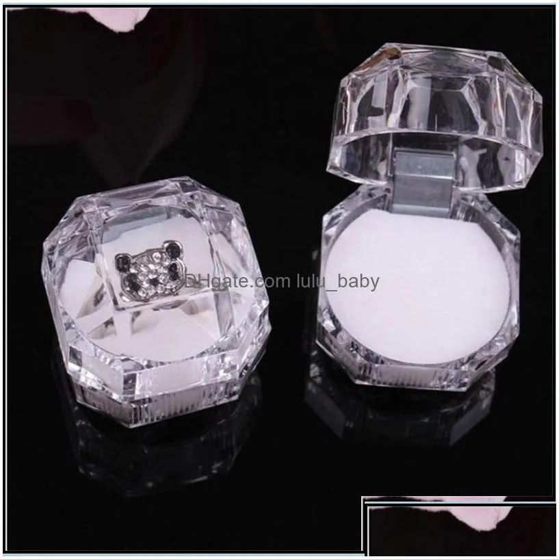 Jewelry Boxes 3Colors 60Pcs Rings Box Jewelry Clear Acrylic Wedding Gift Ring Stud Dust Plug 314 Q2 Drop Delivery 2021 Packag Lulubaby