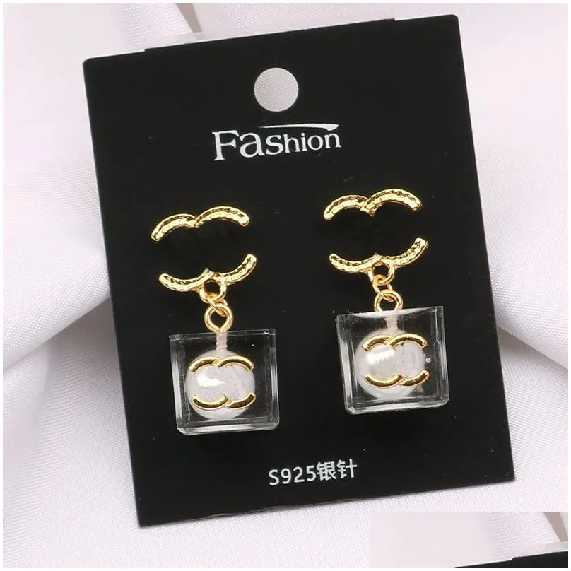 fashion women designer earrings ear stud designers brand 18k gold plated letters multi-color crystal rhinestone earring wedding party jewerlry luxury gift with
