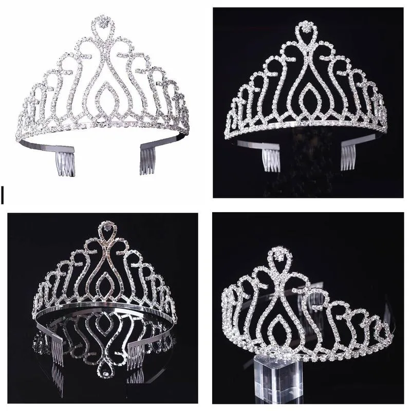 Headpieces Direct hot version of the bride married crown headdress large high-grade diamond hoop children`s hair wedding accessories