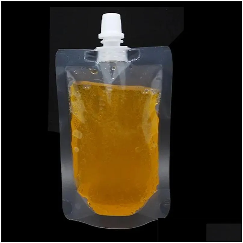 wholesale adult beverage pouches freezable clear bag flask stand up plastic drink packaging bags 100ml 200ml 300ml