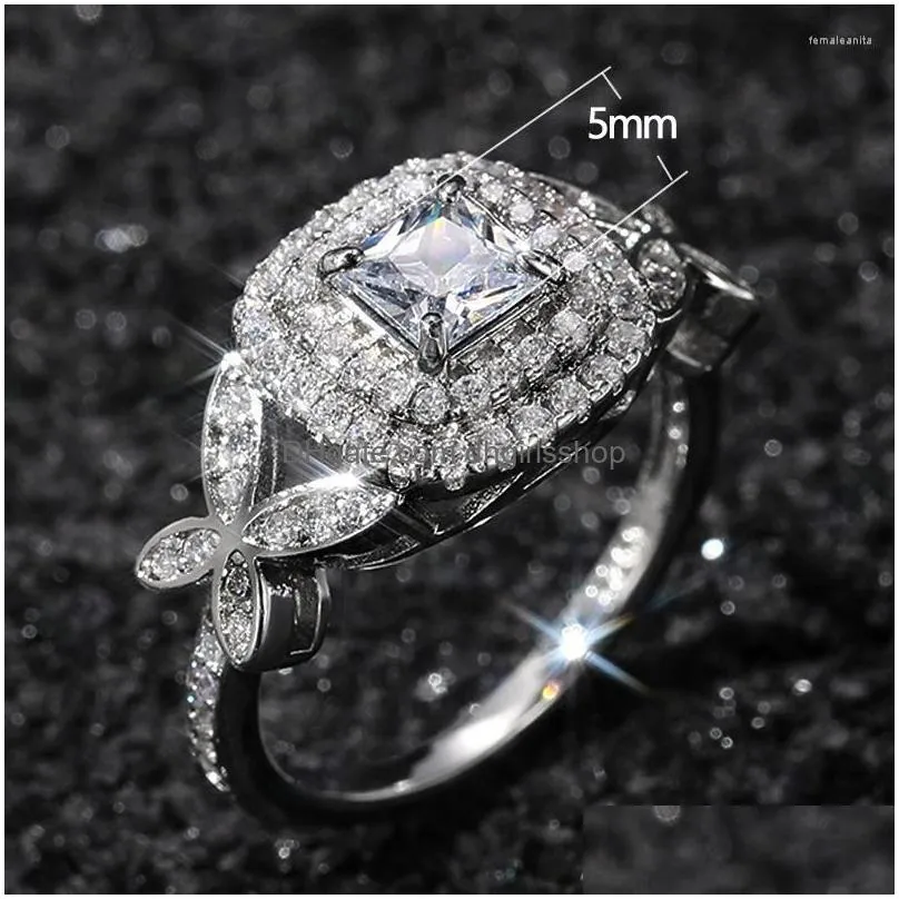 wedding rings trendy silver plated butterfly for women shine white cz stone inlay fashion jewelry engagement party gift ring