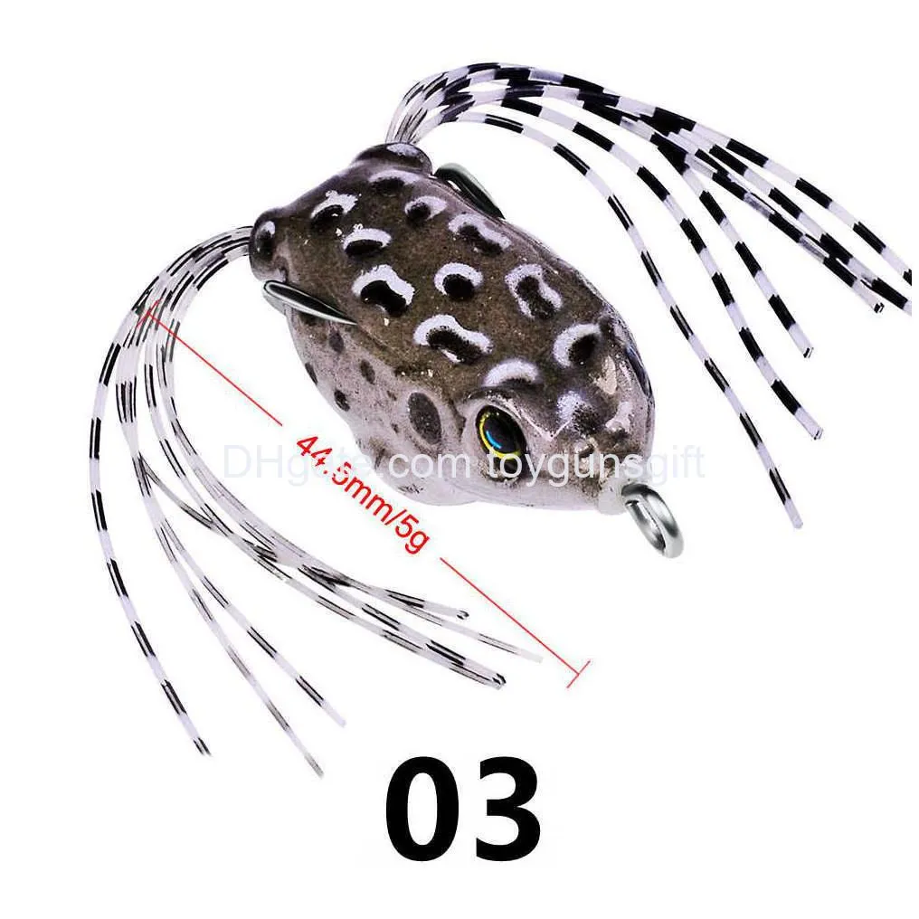 1 pcs new style 4.45cm5g frog lure soft tube bait plastic fishing lure with fishing hooks top water ray frog artificial 3d eyes