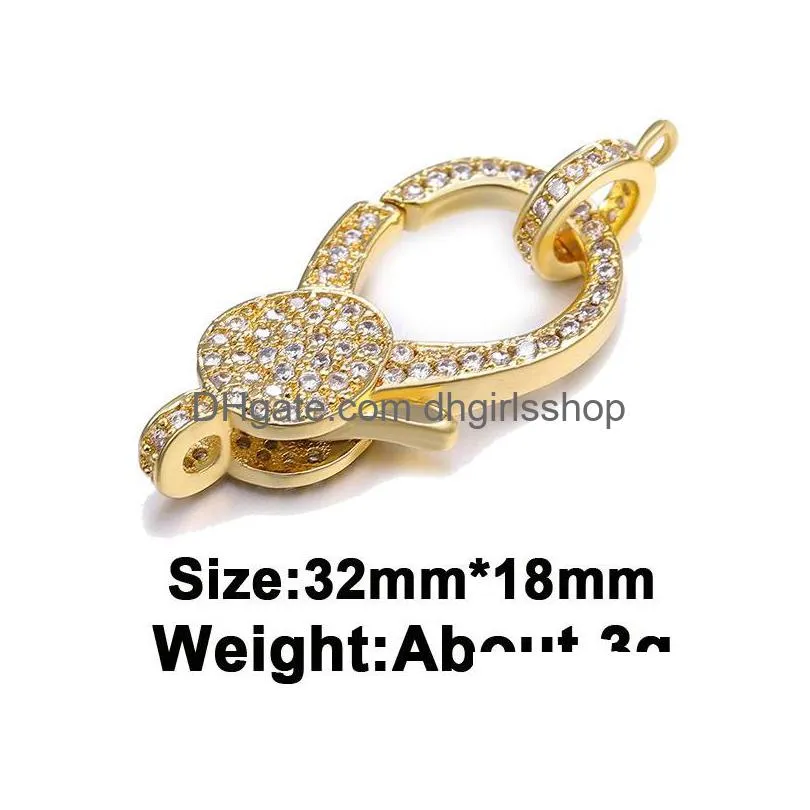 riversr cz micro pave lobster clasp white pink yellow gun black copper zircon pendant connectors diy jewelry findings wholesale